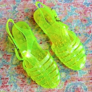 Yellow Glitter Jelly Sandals